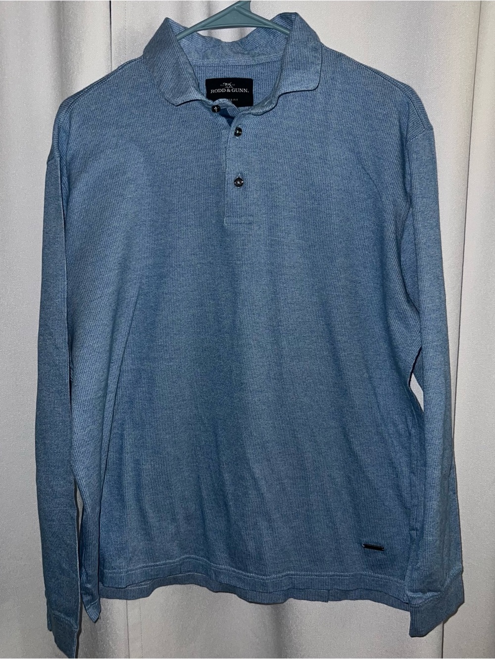 Rodd & Gunn Men’s XL Blue Long Sleeve Polo Shirt Sports Fit Textured Cotton